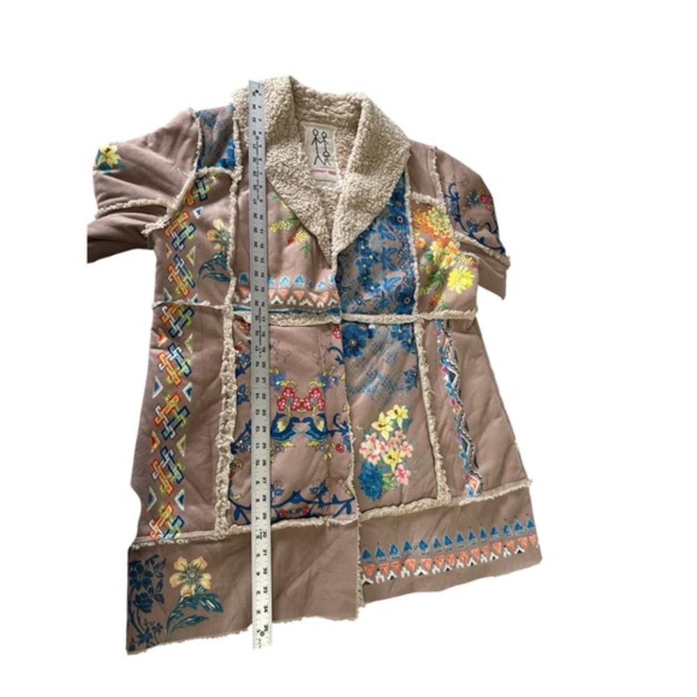 Johnny Was Steppa Sherpa Faux Suede‎ Coat XL Floral Patchwork Embroidered - Picture 5 of 12